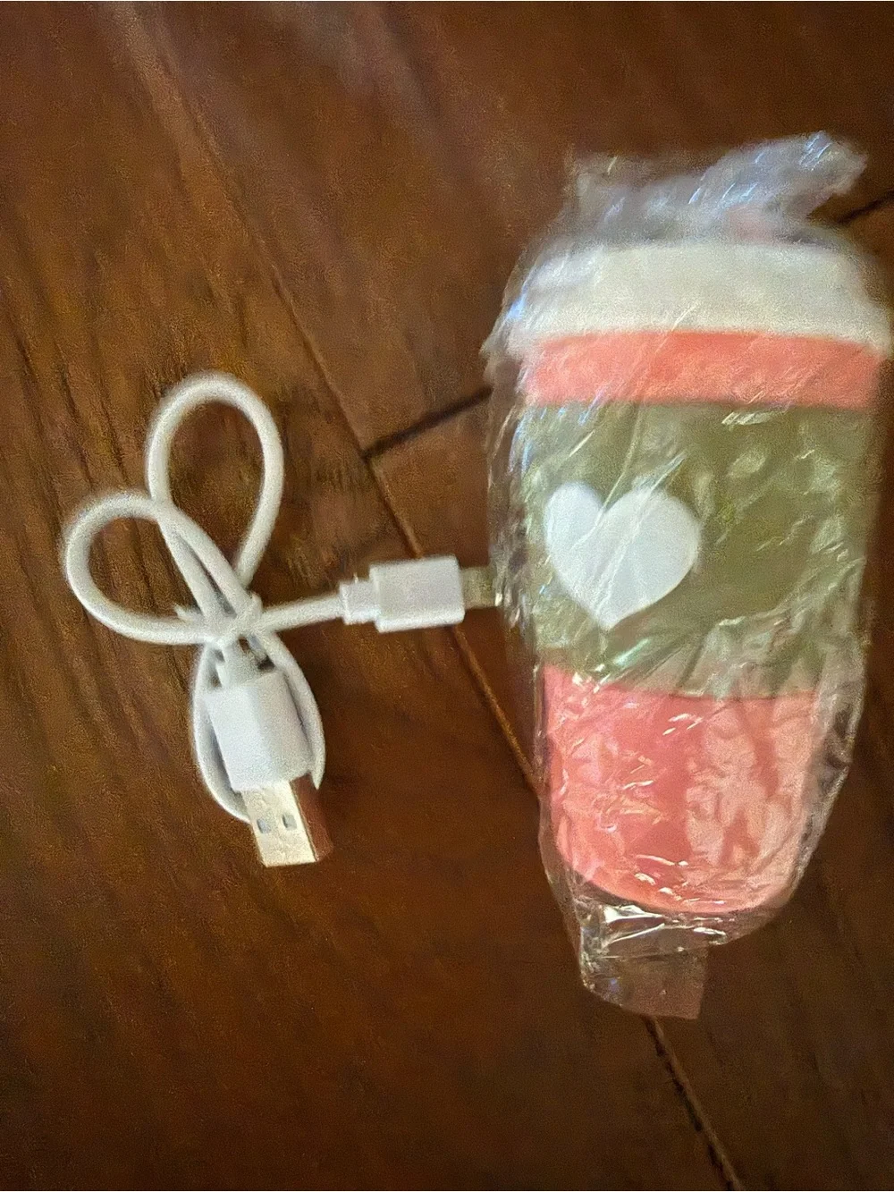 Pink Cup-Shaped 2600 mAh Power Bank with Heart Sleeve